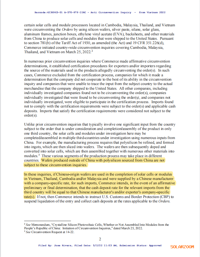美商務(wù)部：中國境外生產(chǎn)的硅片不受調(diào)查約束！
