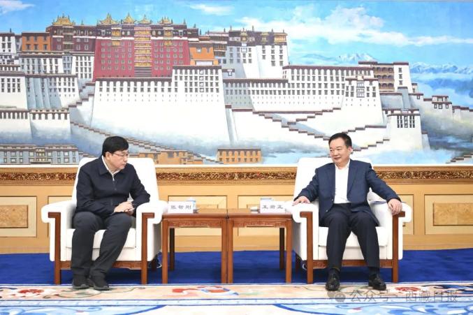 西藏自治區(qū)黨委書記王君正與國(guó)家電網(wǎng)公司董事長(zhǎng)、黨組書記張智剛座談